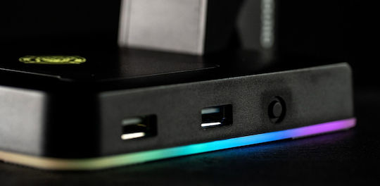 Zeroground MIRAI Desktop Headphone Stand with LED Lighting and USB Port Black