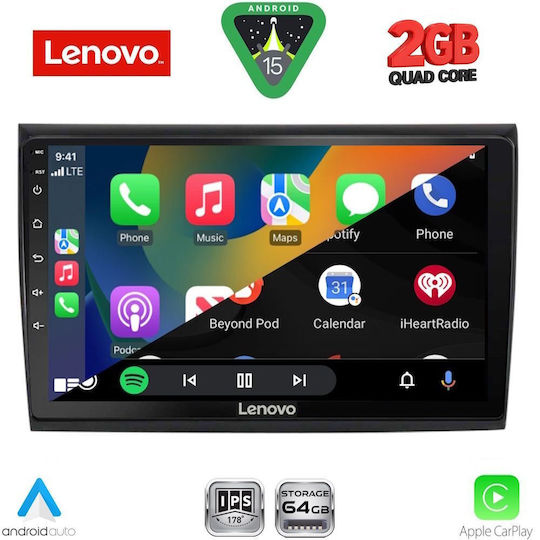 Lenovo Автомобилна Аудио Система (Блутут/USB/AUX/WiFi/GPS/Apple-Carplay/Android-Auto) с Тъчскрийн 9"