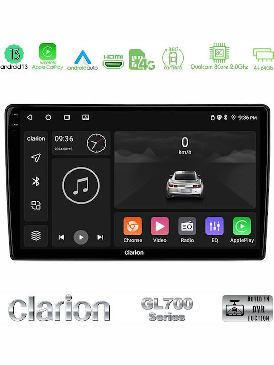Clarion Car Audio System for Peugeot 301 Citroen C-Elysee 2012-2018 Bluetooth USB Wi-Fi GPS Apple CarPlay Android Auto with 9-Inch Touch Screen