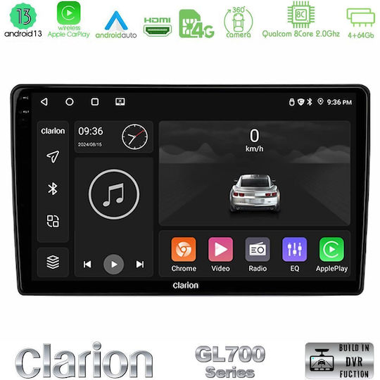 Clarion Car Audio System for Peugeot 301 Citroen C-Elysee 2012-2018 Bluetooth USB Wi-Fi GPS Apple CarPlay Android Auto with 9-Inch Touch Screen