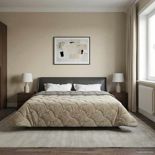vidaXL Κουβέρτα Fleece Διπλή 200x200εκ. Ανοιχτό Γκρι