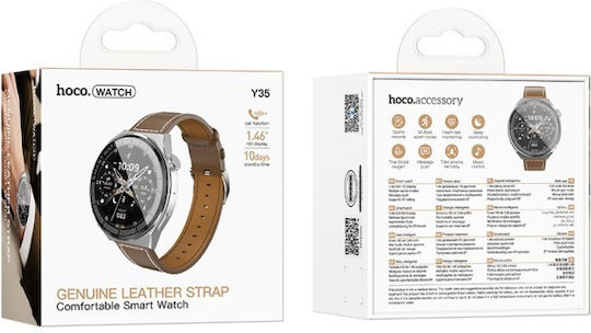 Hoco Y35 Aluminium Smartwatch with Heart Rate Monitor (Silver)