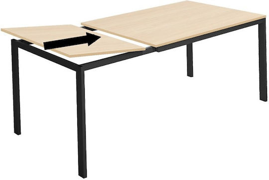 Extento Dining Table Extendable Wooden with Metal Frame Natural Shade 120(+60)x74x75cm