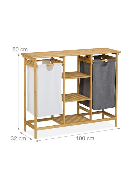 Relaxdays Ράφια Καλάθι Απλύτων Bamboo 34lt Πολύχρωμο