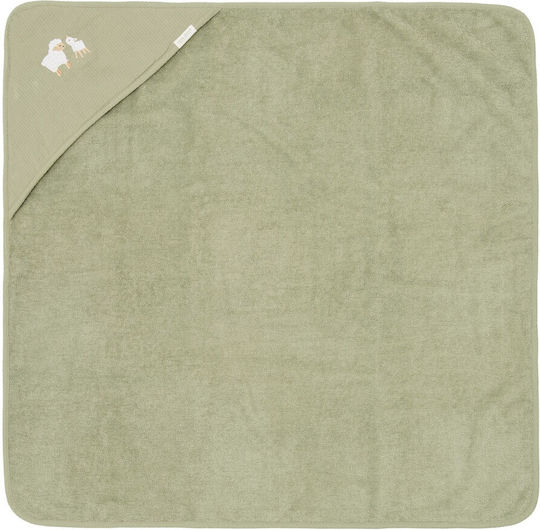 Little Dutch Baby Hooded Towel Little Farm Green 100x100cm