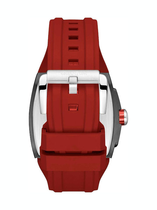Quantum Hunter Men's Chronograph Battery Watch with Red Rubber Strap