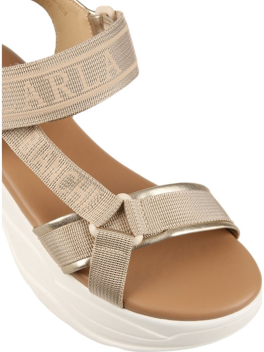 Damen Flache Sandalen Beige