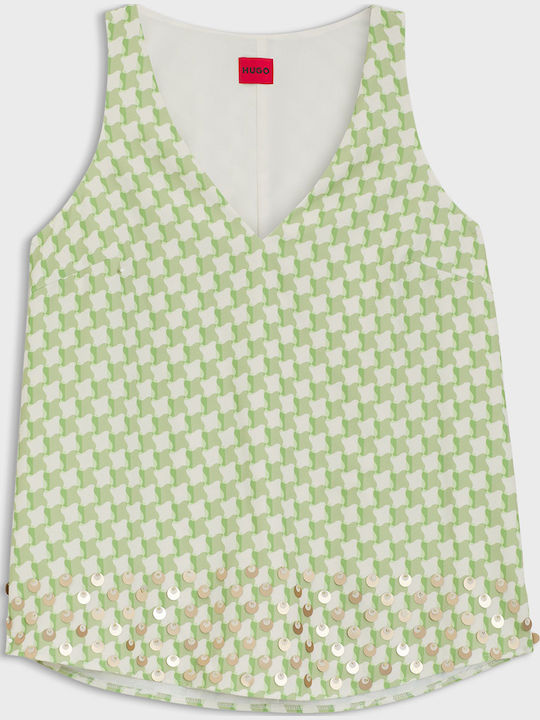 Women's Sleeveless Blouse with V-Neck Green