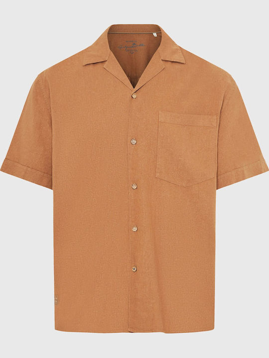 Short Sleeve Linen Shirt Brown