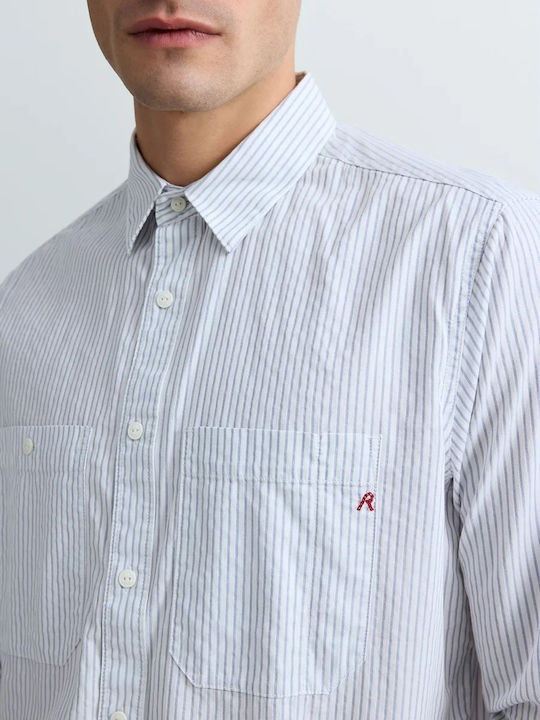 Short Sleeve Shirt in Regular Fit Striped Blue