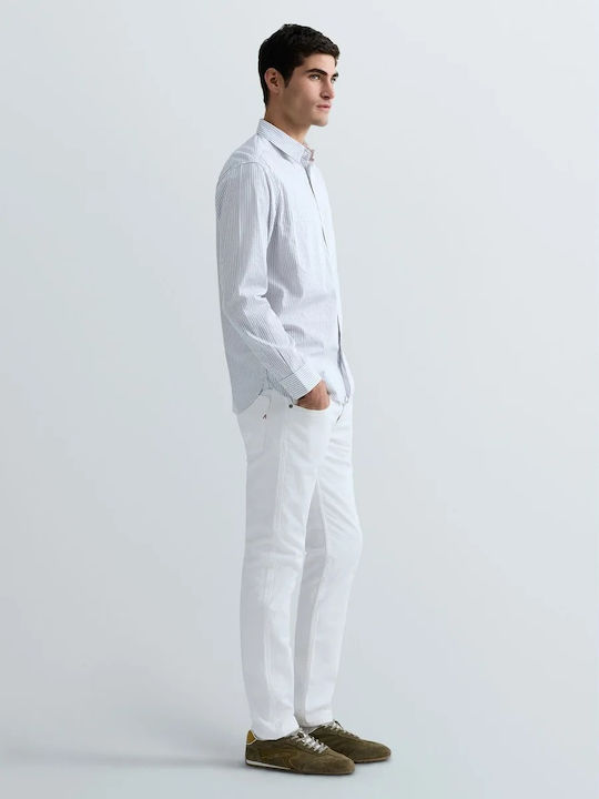 Short Sleeve Shirt in Regular Fit Striped Blue