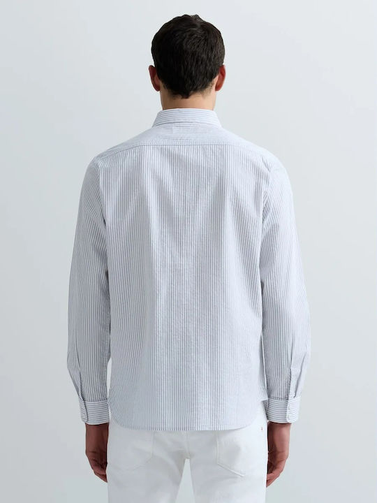 Short Sleeve Shirt in Regular Fit Striped Blue
