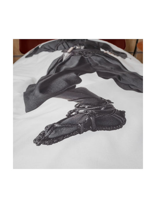 Snurk Set Kids Duvet Cover Single with Pillowcase Cotton Gray 160x220cm