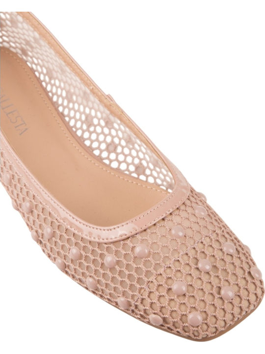 Women's Ballerina Shoes In Beige Colour