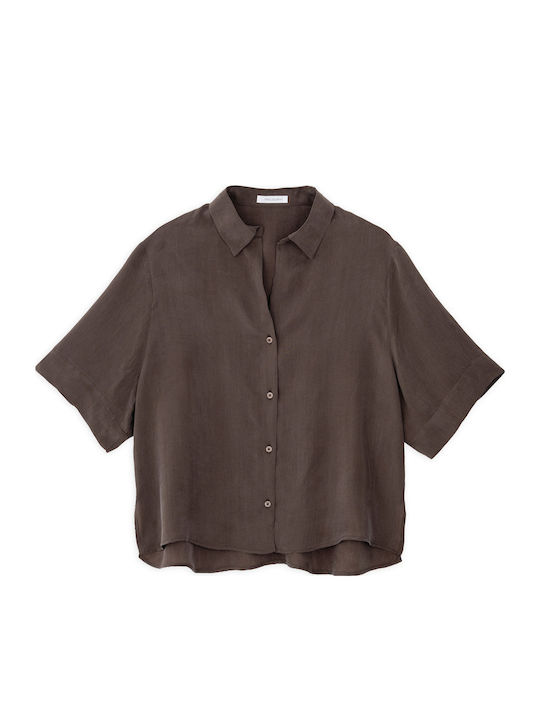 Short Sleeve Women's Shirt Brown