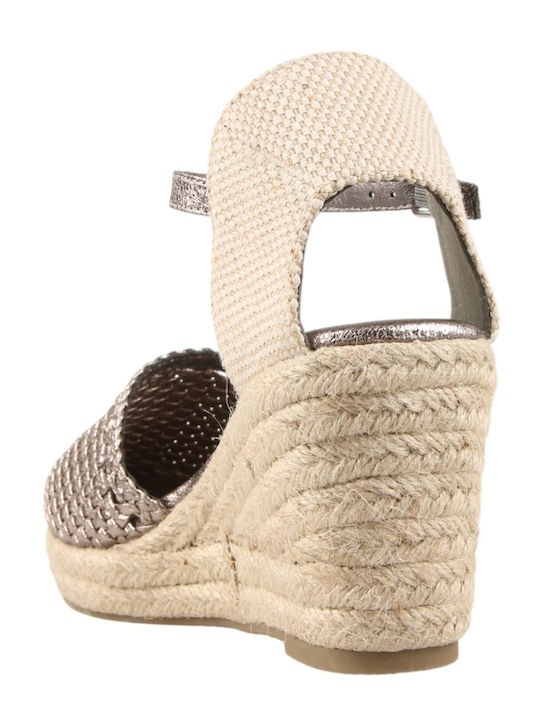 Sommer Damenplattformen im Stil Espadrilles Silber