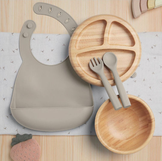 Mamas & Papas Σετ Φαγητού από Bamboo με Αντιολισθητική Βάση Μπεζ 5τμχ