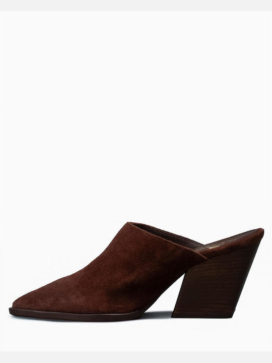 Mules With Heel in Brown Colour