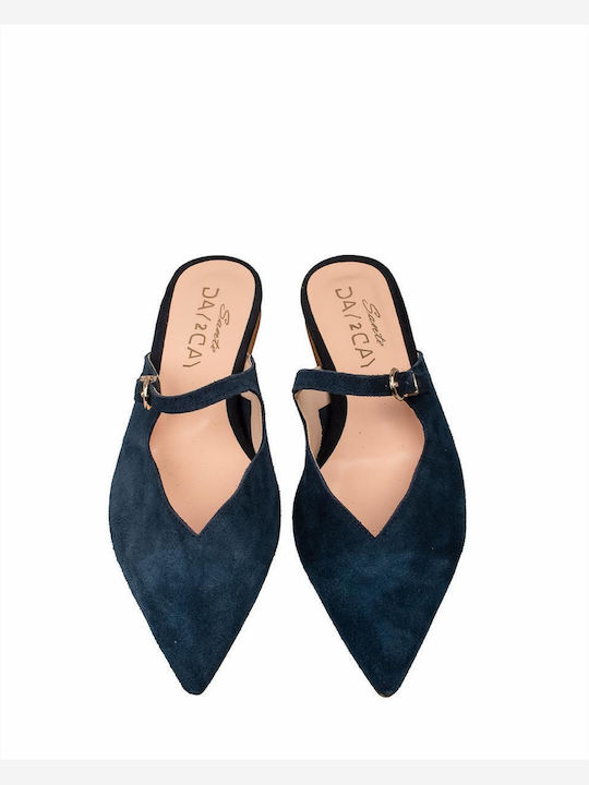 Mules με Τακούνι σε Μπλε Χρώμα