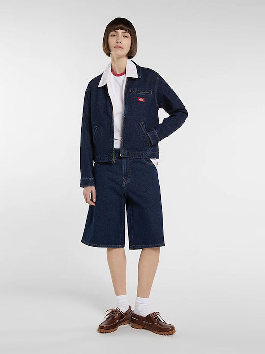 Jachetă Lungă De Damă Din Denim Albastru Închis