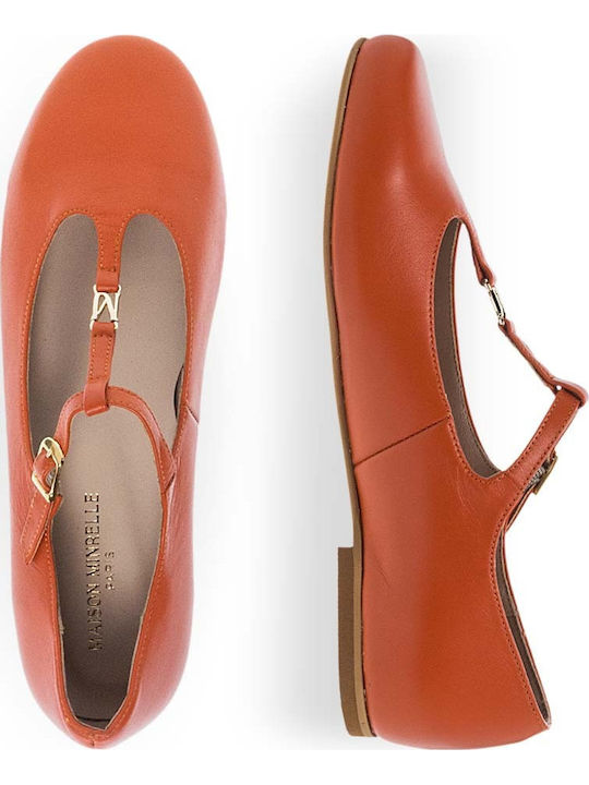 Leder Damen Ballerinas Orange