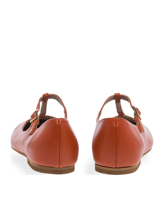Leder Damen Ballerinas Orange