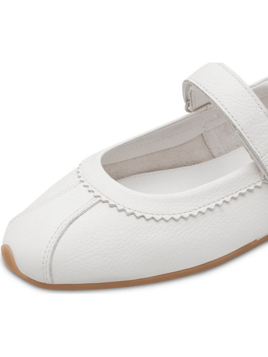 Leather Women's Ballerina Shoes in White Colour