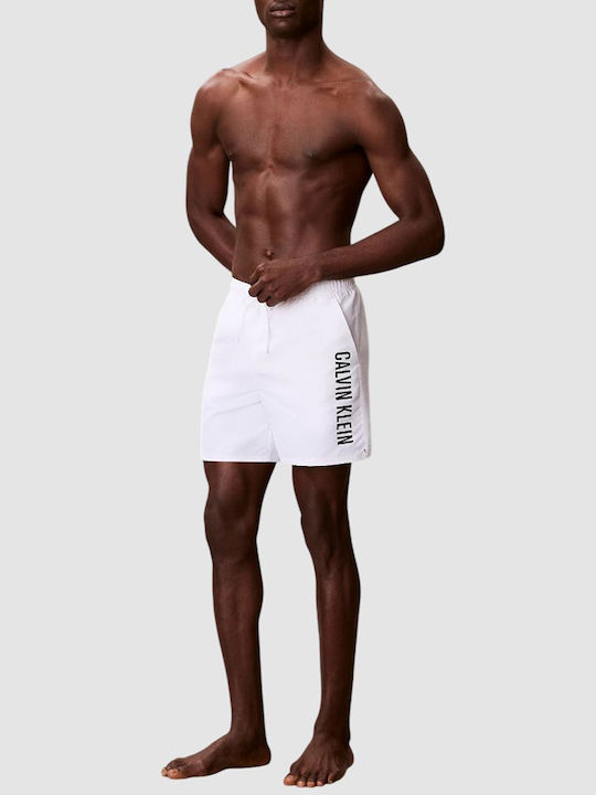 Medium Drawstring Men's Swimwear Shorts White With Patterns