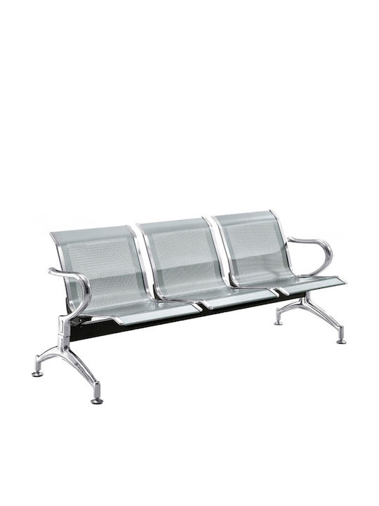 Dreisitziger Wartesessel in Silber Farbe 183x63x78,5cm