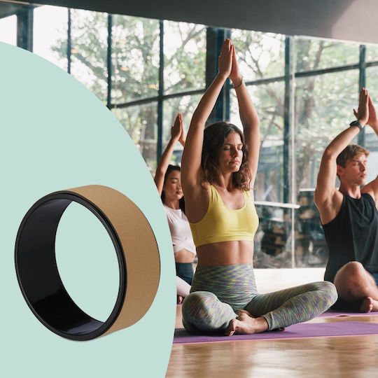 Yoga Wheel Relaxdays Yoga Wheel Cork Non-Slip Cork Back Stretches 32 Cm Black Natural 10050825