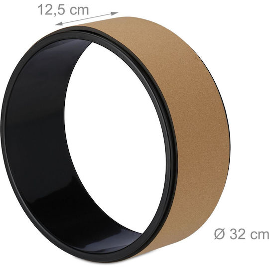 Yoga Wheel Relaxdays Yoga Wheel Cork Non-Slip Cork Back Stretches 32 Cm Black Natural 10050825