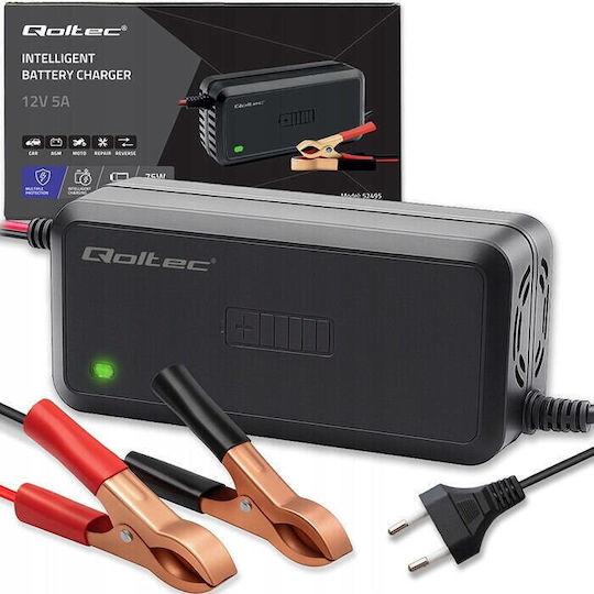 Qoltec Зарядно за автомобилна батерия 12V 5A