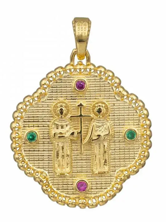 Kinder Amulett Kinderschutzamulett Beidseitig aus 9K Gold 055324
