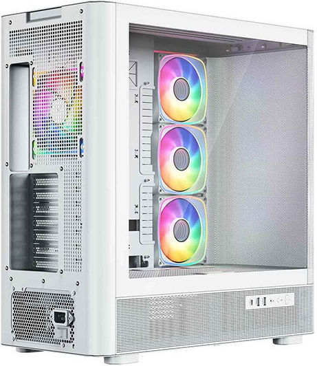 Modecom Volcano AQ500 Gaming Midi Tower Κουτί Υπολογιστή με Πλαϊνό Παράθυρο και ARGB Φωτισμό Λευκό