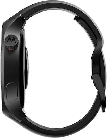 Motorola Moto Watch Aluminum 47mm with Heart Rate Monitor Matte Black with PANTONE Volcanic Ash Band
