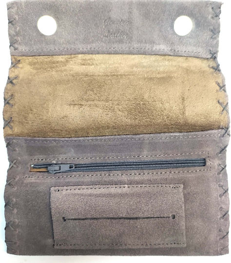 Leather Gray Suede Tobacco Pouch