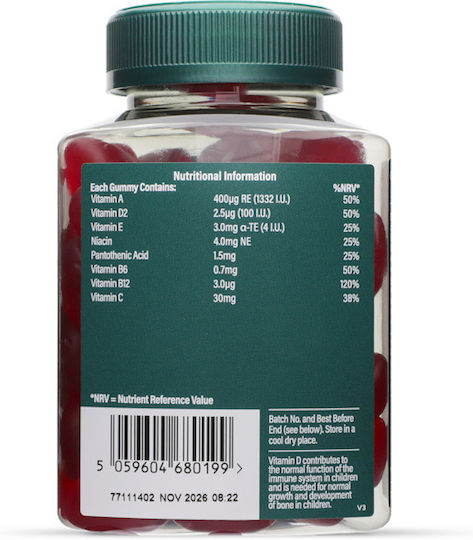 Holland & Barrett Multivitamins for Energy Immune Support & the Nervous System Strawberry 60 Gummies