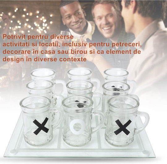 Alista Home Joc X și 0 Mini Căni de Sticlă 25 x 25 Cm Decorațiuni Cadouri pentru Petreceri Transparente