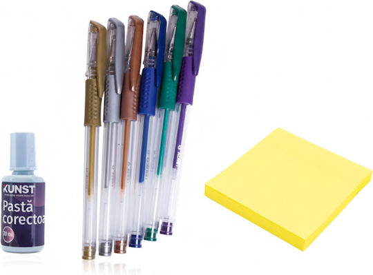 Kunst Set Metallic Gel Pens Correction Fluid Sticky Notes