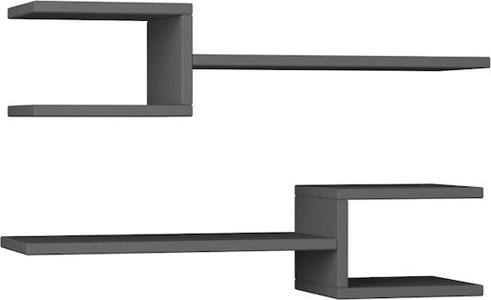 Rafturi Perete Fork 2buc 75x19.5x18cm Cărbune de lemn Rafturi Perete Fork 2buc 75x19.5x18cm Cărbune de lemn