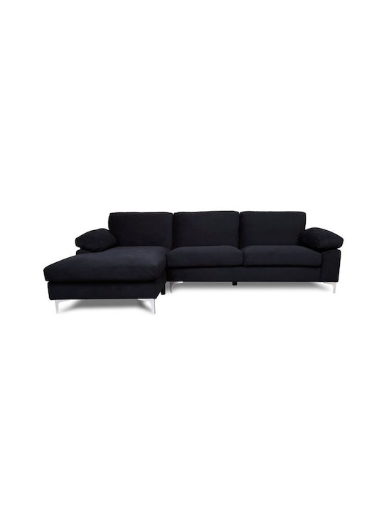 Alex Corner Sofa with Right Corner Black 264x132x75 cm