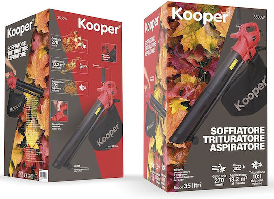 Kooper Handheld Electric Leaf Blower Vacuum 3500W with Maximum Air Speed 270km/h
