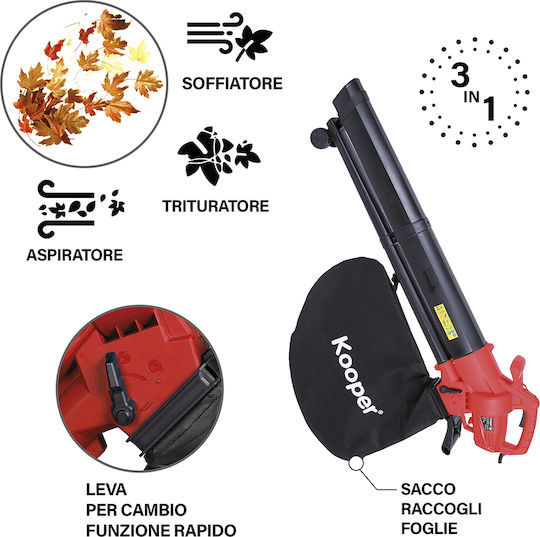 Kooper Handheld Electric Leaf Blower Vacuum 3500W with Maximum Air Speed 270km/h
