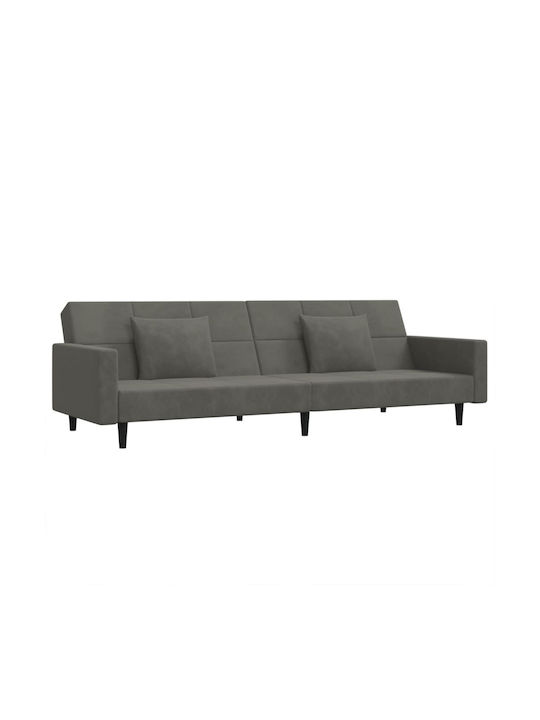 Doppelsitzer Sofa Bett Samt Dunkelgrau mit Dekokissen 220x84,5x69cm