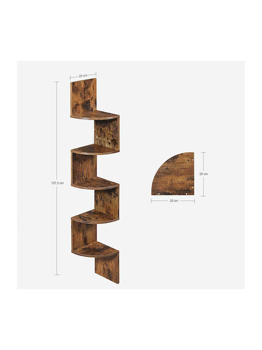 Raft colțar Perete Rustic Brown 20x20x126cm