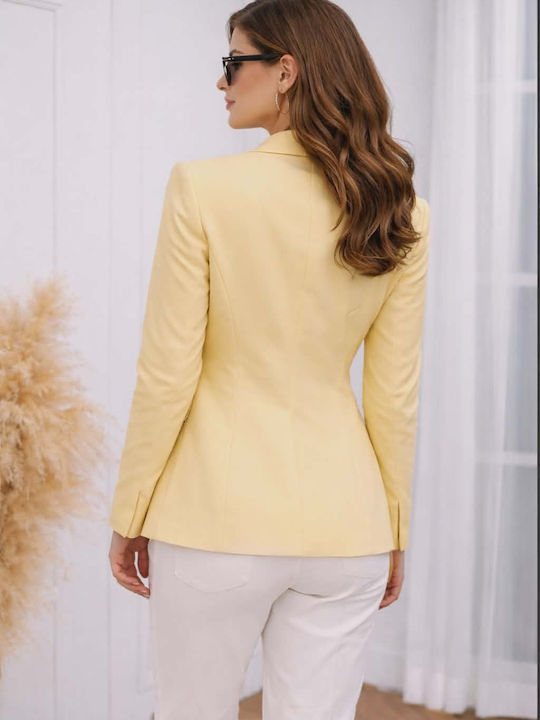 CM Damen Tailliertes Blazer mit Pailletten Gelb