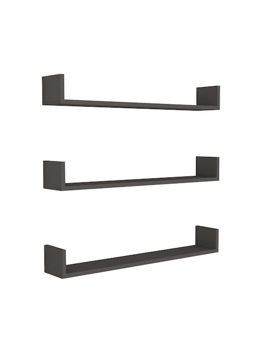 Tyrion Wall Shelves Anthracite (3 Pieces) 90x15x12cm