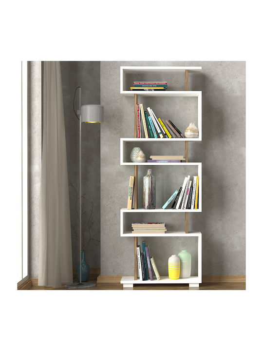 Βιβλιοθήκη Blok Καρυδί / Λευκό 60x19.5x165εκ.
