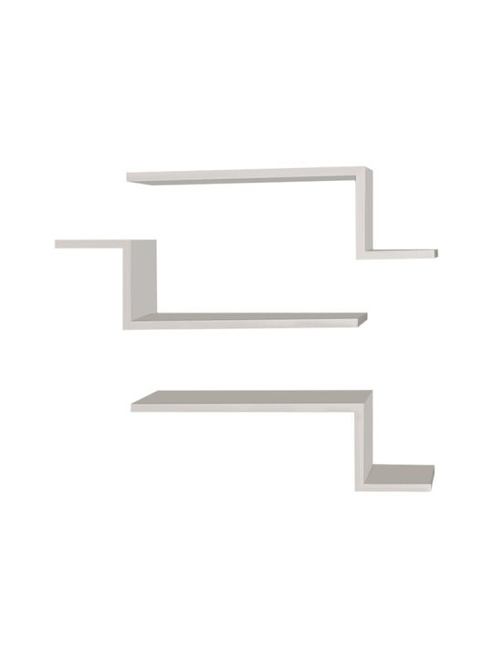 Lowa White Wall Shelves (3 Pieces) 57.7x14.5x18cm
