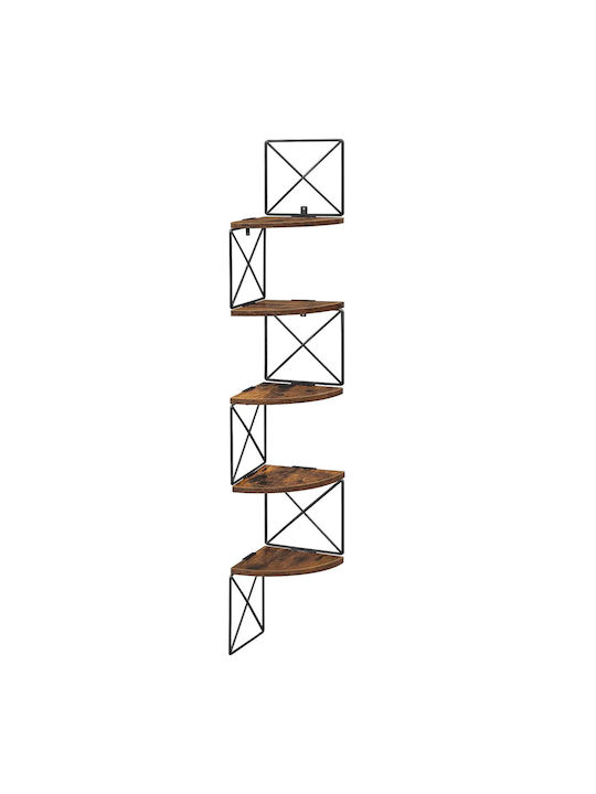 Γωνιακό Ράφι Τοίχου Rustic Brown and Black 20x20x128εκ.